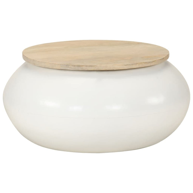 vidaXL fehér tömör mangófa dohányzóasztal 51x51x27 cm