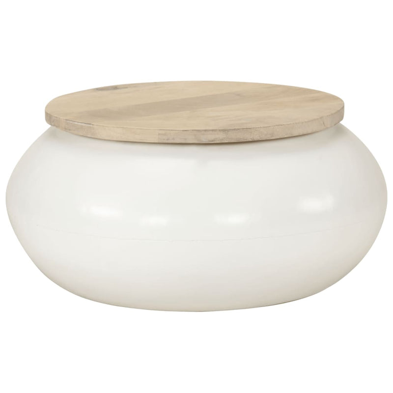 vidaXL fehér tömör mangófa dohányzóasztal 51x51x27 cm