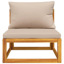 vidaXL tömör akácfa kerti középső kanapé tópszínű párnákkal
