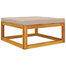 vidaXL tömör akácfa kerti lábtartó tópszínű párnával