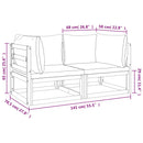 vidaXL 2 db tömör akácfa elemes sarokkanapé világosszürke párnákkal