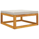 vidaXL tömör akácfa kerti lábtartó világosszürke párnával