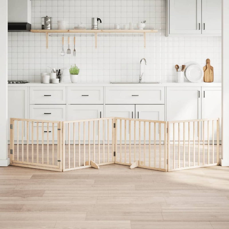 vidaXL nyárfa 4 paneles összecsukható kutyakapu ajtóval 320 cm