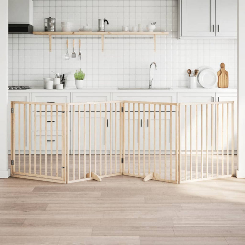 vidaXL nyárfa 4 paneles összecsukható kutyakapu ajtóval 320 cm