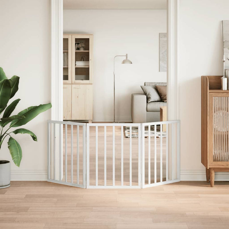 vidaXL fehér nyárfa 3 paneles összecsukható kutyakapu 150 cm