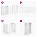 vidaXL fehér, nyárfa kutyakapu összecsukható ajtóval, 6 panellel, 300 cm