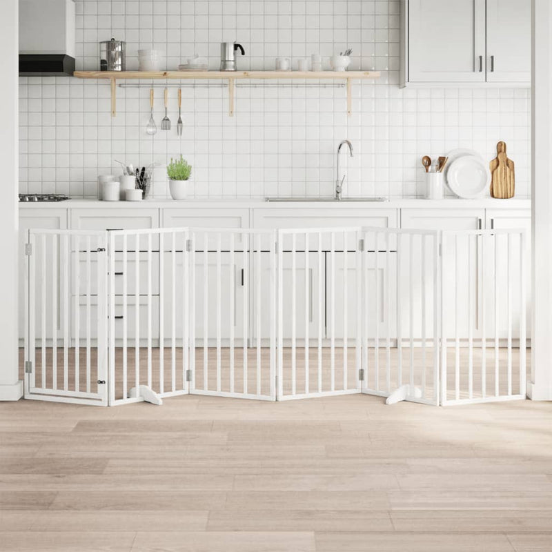vidaXL fehér, nyárfa kutyakapu összecsukható ajtóval, 6 panellel, 300 cm