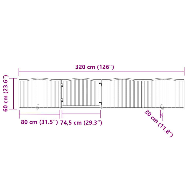 vidaXL nyárfa 4 paneles összecsukható kutyakapu ajtóval 320 cm