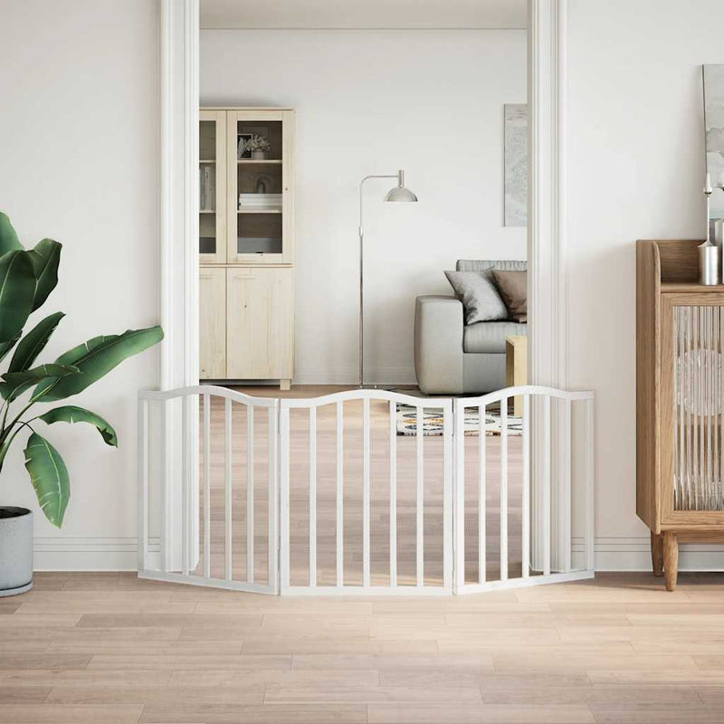 vidaXL fehér nyárfa 3 paneles összecsukható kutyakapu 150 cm