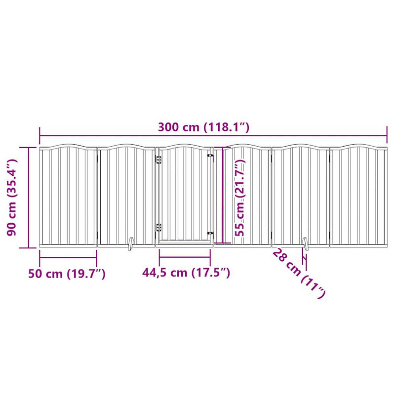 vidaXL fehér nyárfa 6 paneles összecsukható kutyakapu ajtóval 300 cm