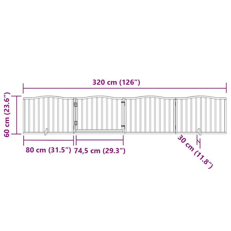 vidaXL fehér nyárfa 4 paneles összecsukható kutyakapu ajtóval 320 cm