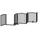 vidaXL fekete nyárfa 6 paneles összecsukható kutyakapu ajtóval 300 cm