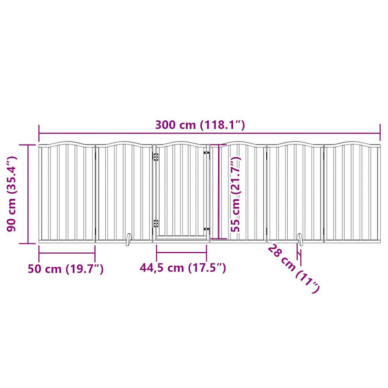vidaXL fekete nyárfa 6 paneles összecsukható kutyakapu ajtóval 300 cm
