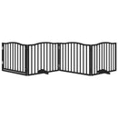 vidaXL fekete nyárfa kutyakapu összecsukható ajtóval, 4 panellel, 320 cm