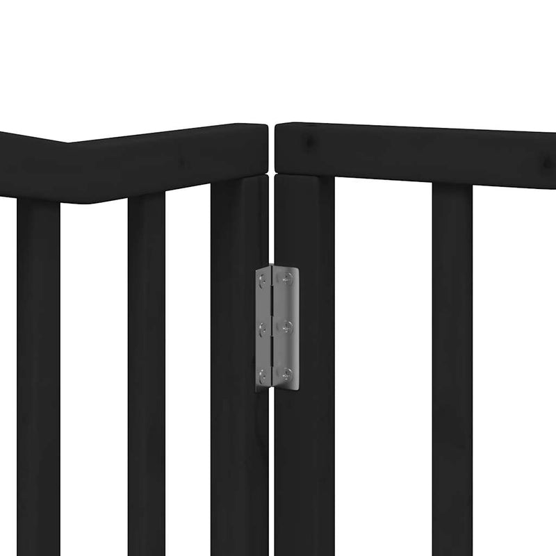 vidaXL fekete nyárfa kutyakapu összecsukható ajtóval, 4 panellel, 320 cm