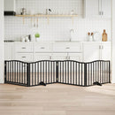 vidaXL fekete nyárfa kutyakapu összecsukható ajtóval, 4 panellel, 320 cm