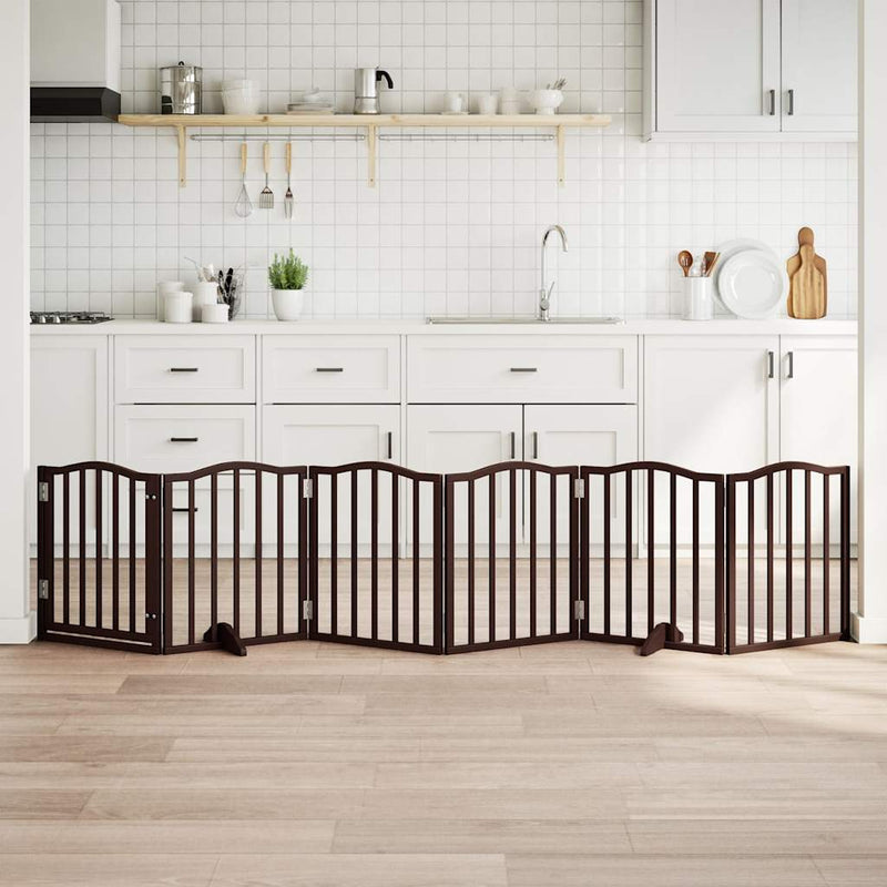 vidaXL barna nyárfa 6 paneles összecsukható kutyakapu ajtóval 300 cm