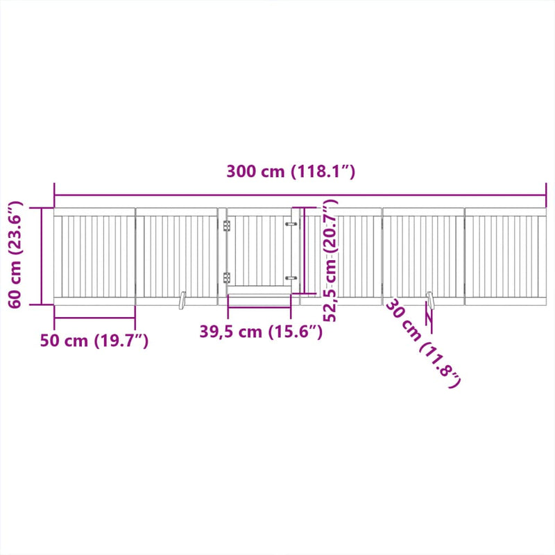 vidaXL nyárfa 6 paneles összecsukható kutyakapu ajtóval 300 cm