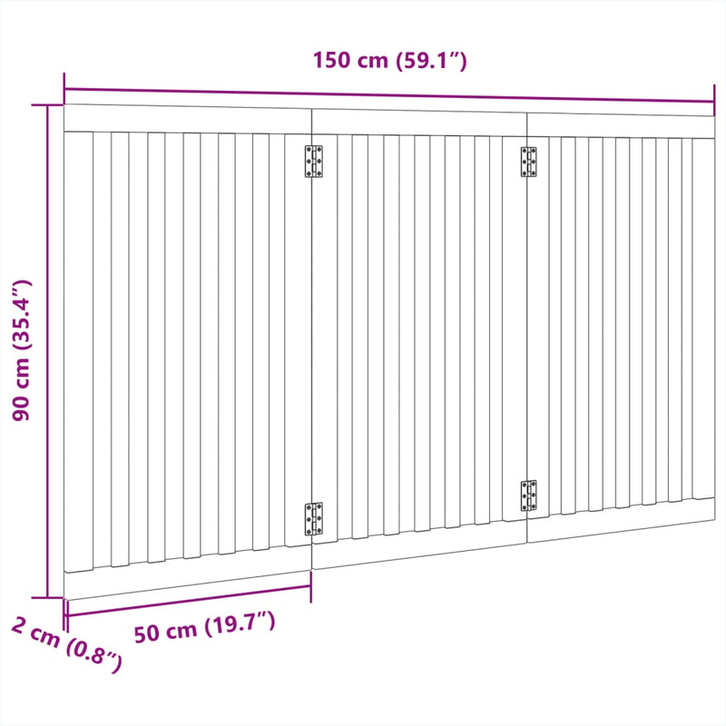 vidaXL nyárfa 3 paneles összecsukható kutyakapu 150 cm