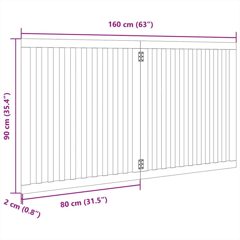 vidaXL nyárfa 2 paneles összecsukható kutyakapu 160 cm