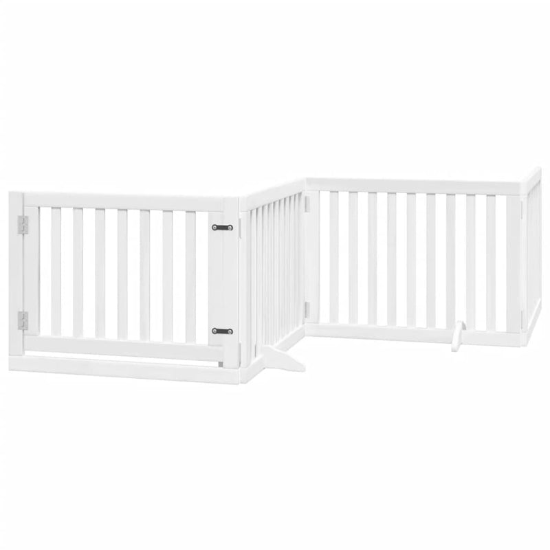 vidaXL fehér nyárfa 4 paneles összecsukható kutyakapu ajtóval 320 cm