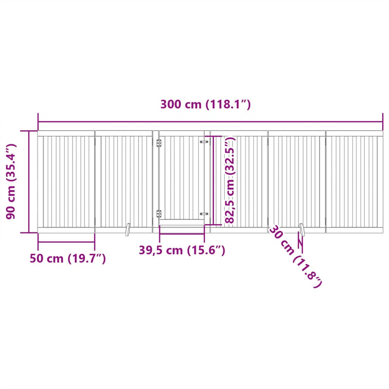 vidaXL fekete nyárfa 6 paneles összecsukható kutyakapu ajtóval 300 cm