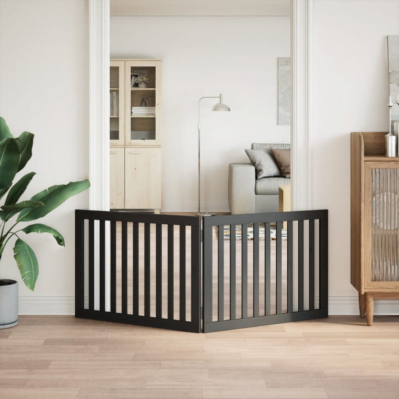 vidaXL fekete nyárfa 2 paneles összecsukható kutyakapu 160 cm