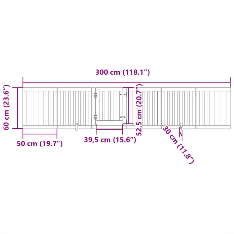 vidaXL barna nyárfa 6 paneles összecsukható kutyakapu ajtóval 300 cm