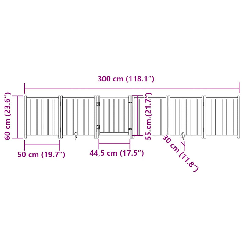 vidaXL tömör fenyőfa 6 paneles összecsukható kutyakapu ajtóval 300 cm