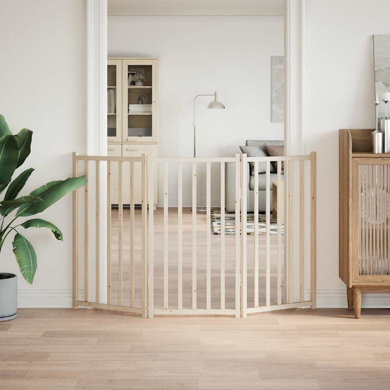 vidaXL tömör fenyőfa 3 paneles összecsukható kutyakapu 150 cm