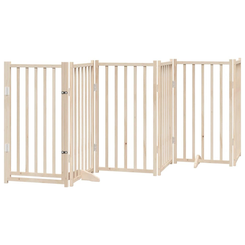 vidaXL tömör fenyőfa kutyakapu összecsukható ajtóval, 6 panel, 300 cm