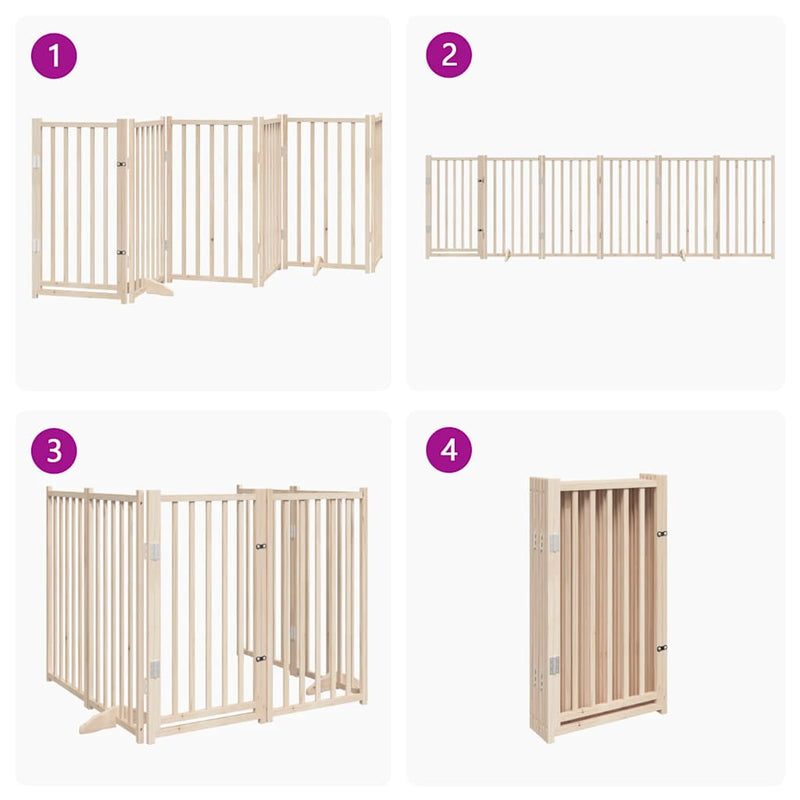 vidaXL tömör fenyőfa kutyakapu összecsukható ajtóval, 6 panel, 300 cm