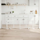 vidaXL fehér tömör fa 6 paneles összecsukható kutyakapu ajtóval 300 cm