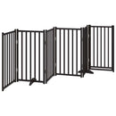 vidaXL fekete tömör fa 6 paneles összecsukható kutyakapu ajtóval 300cm