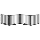 vidaXL fekete tömör fa 4 paneles összecsukható kutyakapu ajtóval 320cm