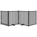 vidaXL fekete tömör fa 4 paneles összecsukható kutyakapu ajtóval 320cm