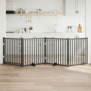 vidaXL fekete tömör fa 4 paneles összecsukható kutyakapu ajtóval 320cm