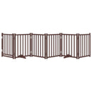 vidaXL barna tömör fa 6 paneles összecsukható kutyakapu ajtóval 300 cm