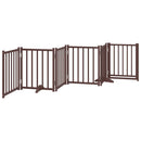 vidaXL barna tömör fa 6 paneles összecsukható kutyakapu ajtóval 300 cm