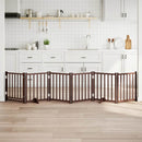 vidaXL barna tömör fa 6 paneles összecsukható kutyakapu ajtóval 300 cm