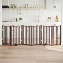 vidaXL barna tömör fa 6 paneles összecsukható kutyakapu ajtóval 300 cm