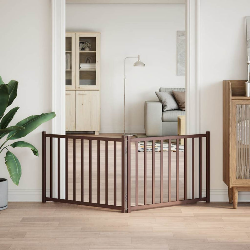 vidaXL barna tömör fenyőfa 2 paneles összecsukható kutyakapu 160 cm