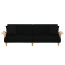 vidaXL fekete szövet kanapéágy karfával