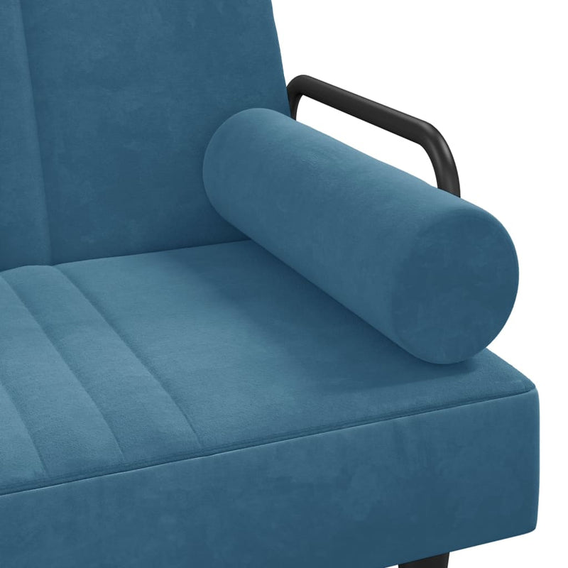 vidaXL kék bársony kanapéágy karfákkal