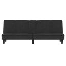 vidaXL fekete bársony kanapéágy pohártartókkal