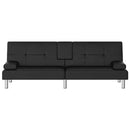 vidaXL fekete műbőr kanapéágy pohártartókkal