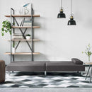 vidaXL szürke műbőr kanapéágy pohártartókkal