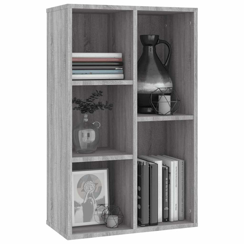 vidaXL szürke sonoma színű fa könyv-/tálalószekrény 50x25x80 cm