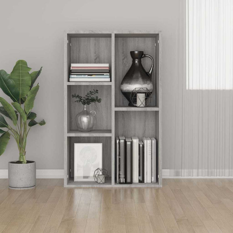 vidaXL szürke sonoma színű fa könyv-/tálalószekrény 50x25x80 cm