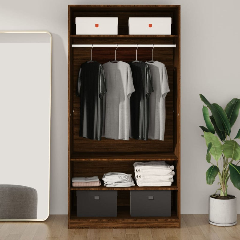 vidaXL barna tölgy színű szerelt fa ruhásszekrény 100 x 50 x 200 cm